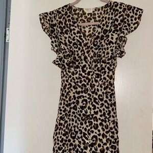 Leopard print midi/knee length dress